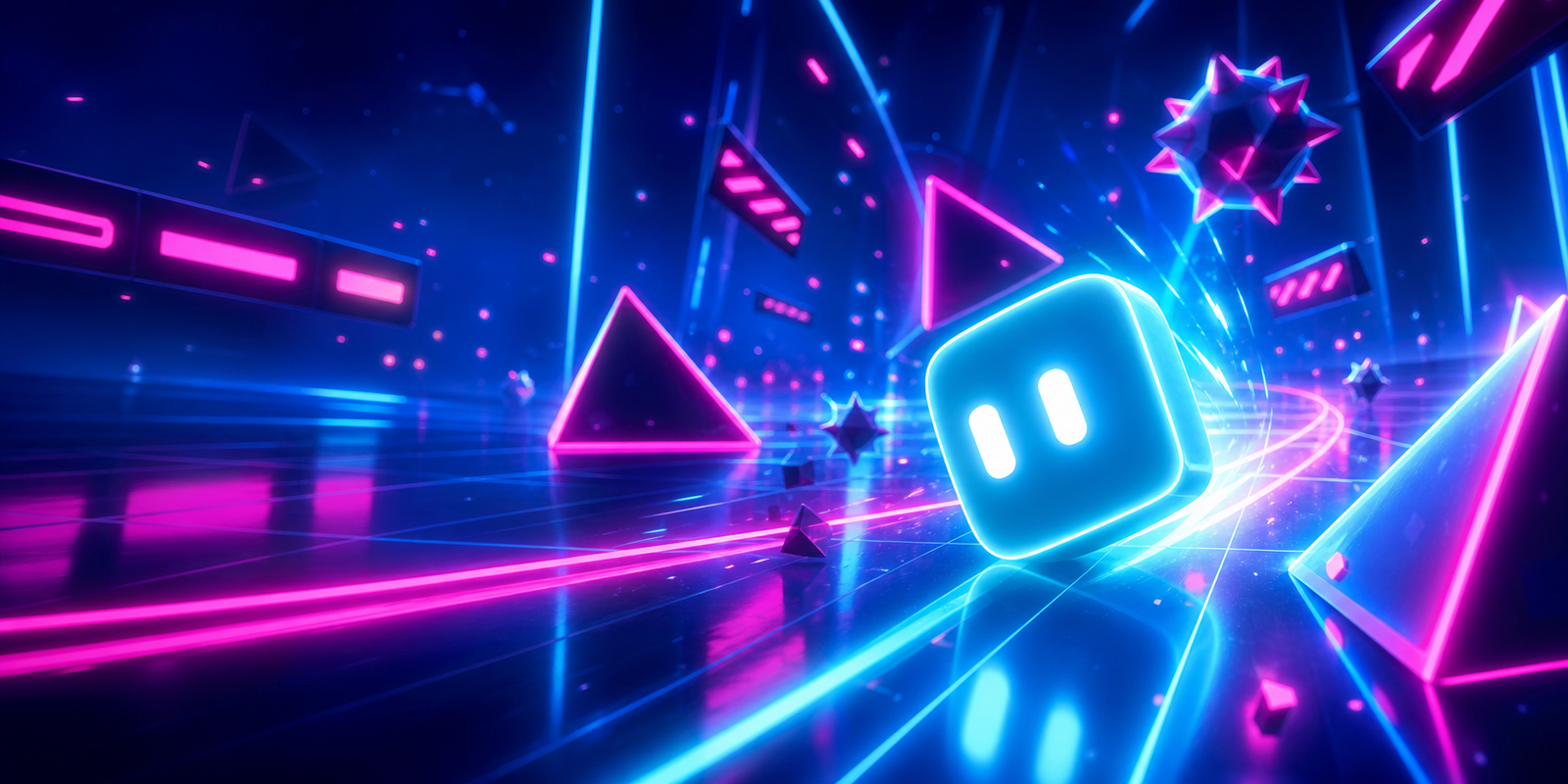 Weave Rush arcade runner dodging through a neon arena
